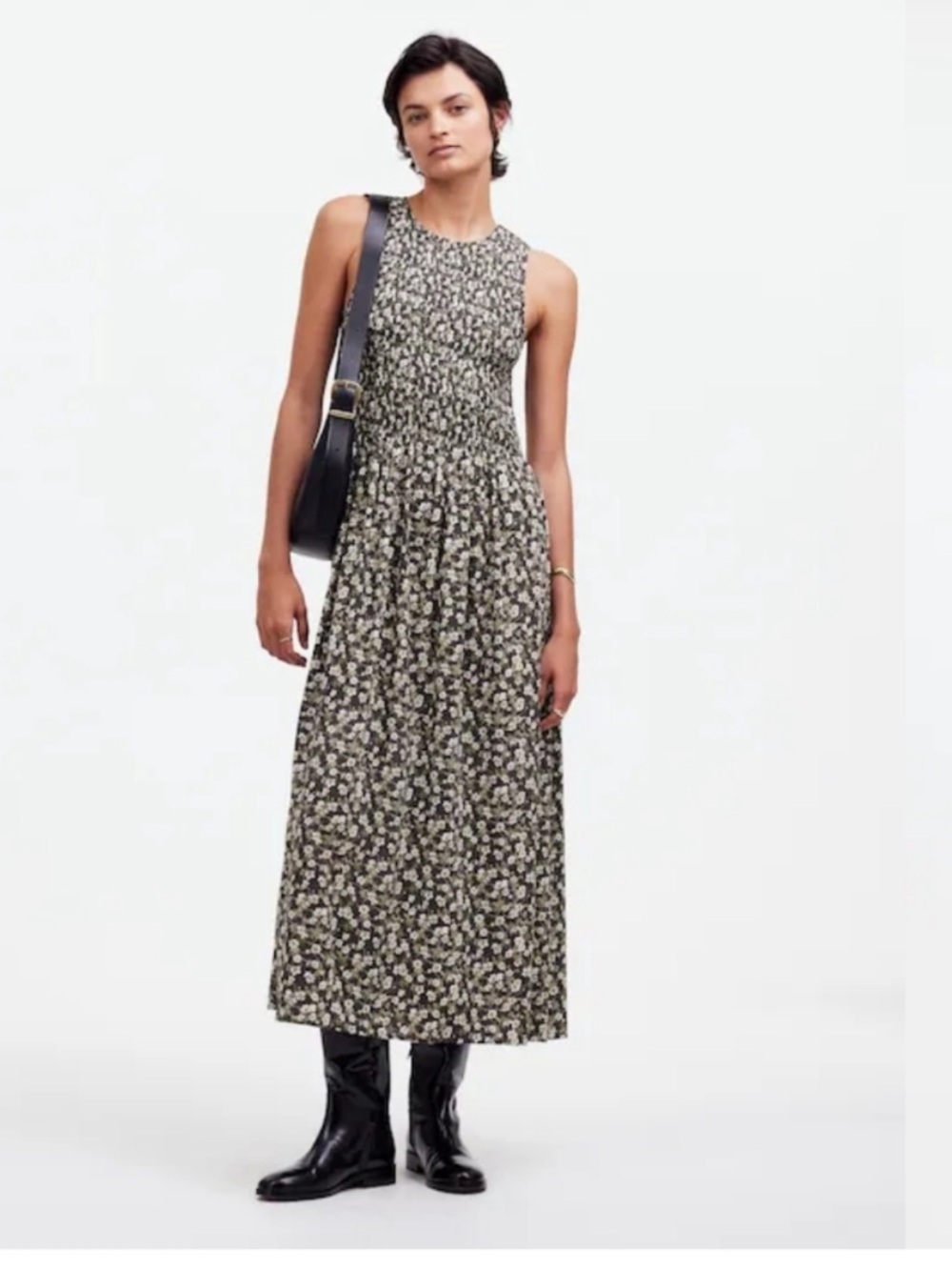 Melody Smocked Sleeveless Midi Floral Dress